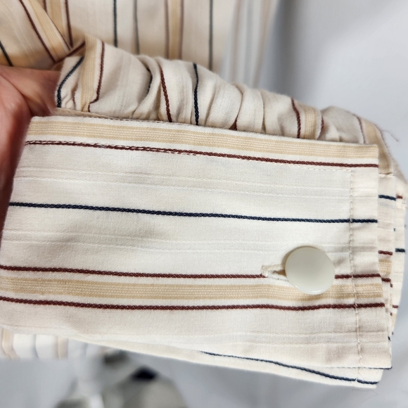 Russ Off-White w/ Stripes & Lace Button Down Top Size 10 - Picture 4 of 10